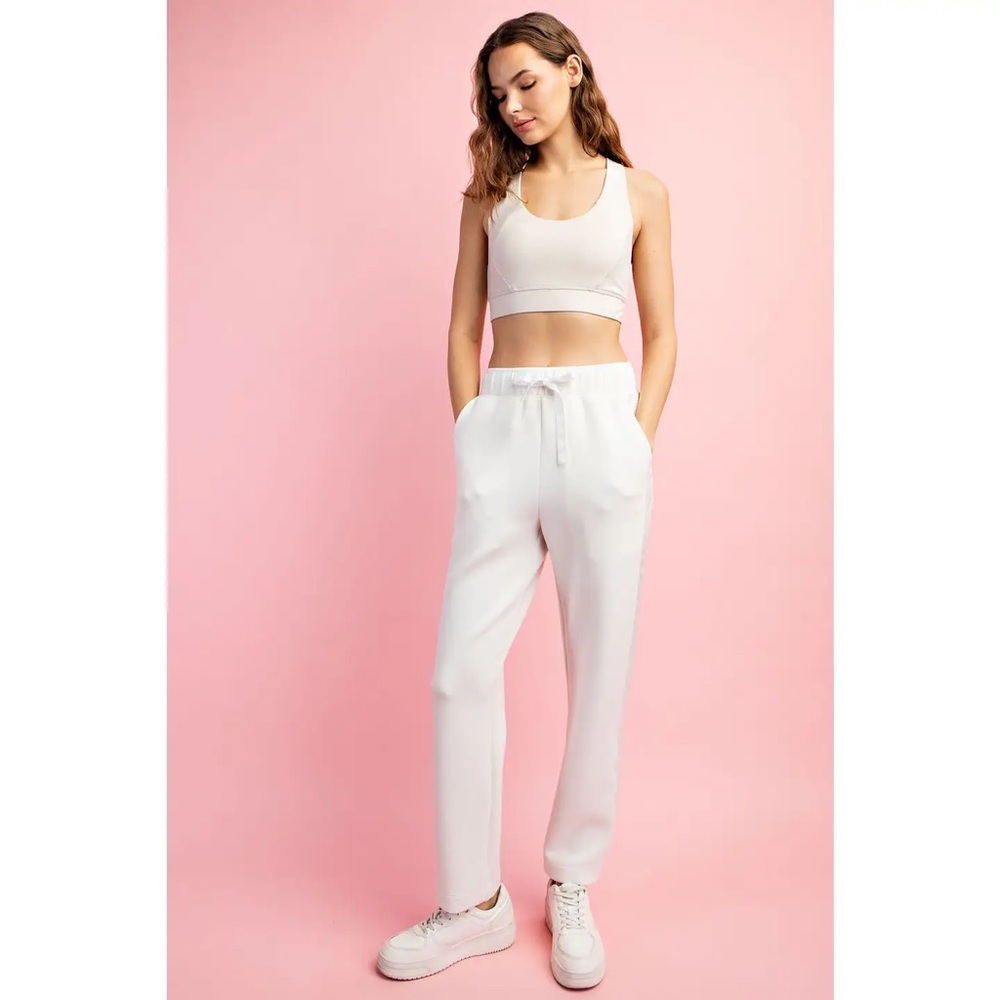 Rae Mode Modal Scuba Jogger with Side Satin Detail in White Size Large